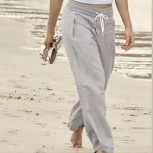 New Athleta Cabo 100%  Linen Wide Leg Pant Gray trousers Women's sz.6